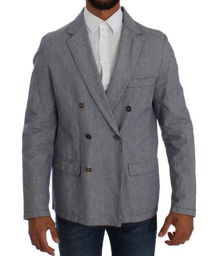 Eleganter zweireihiger blauer Blazer