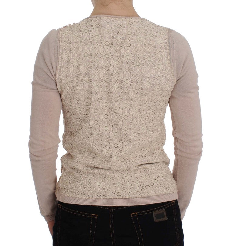 Eleganter rosa Wickelpullover aus Baumwollstrick