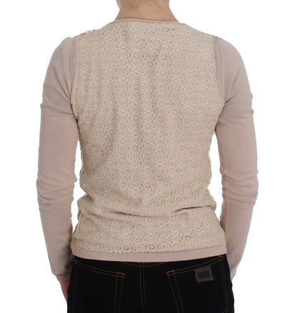 Eleganter rosa Wickelpullover aus Baumwollstrick