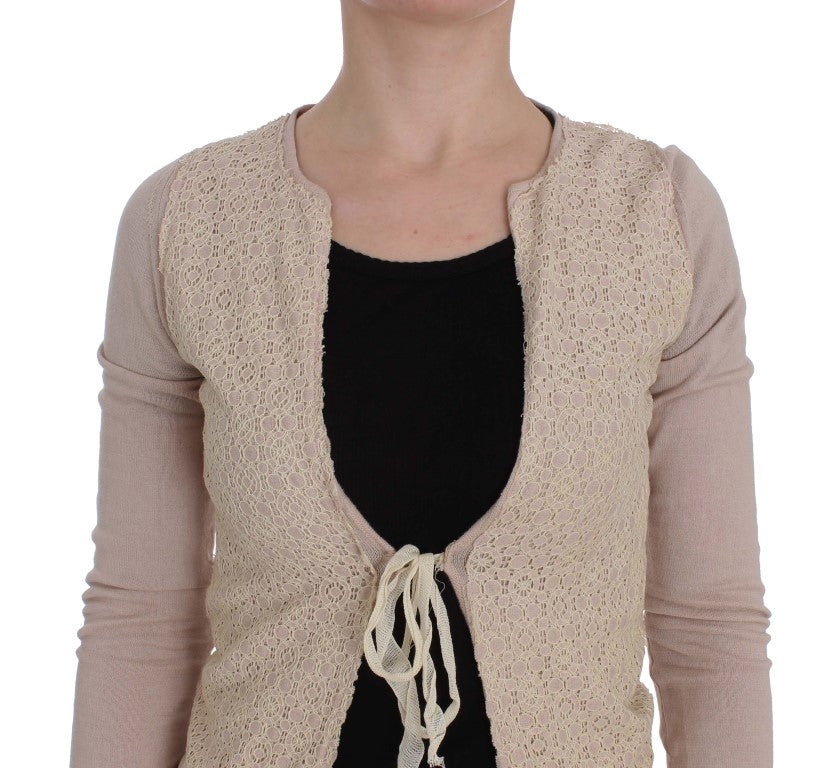 Eleganter rosa Wickelpullover aus Baumwollstrick