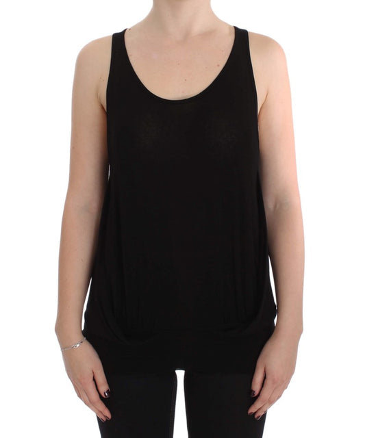 Schickes schwarzes Camisole-Tanktop mit Bluse