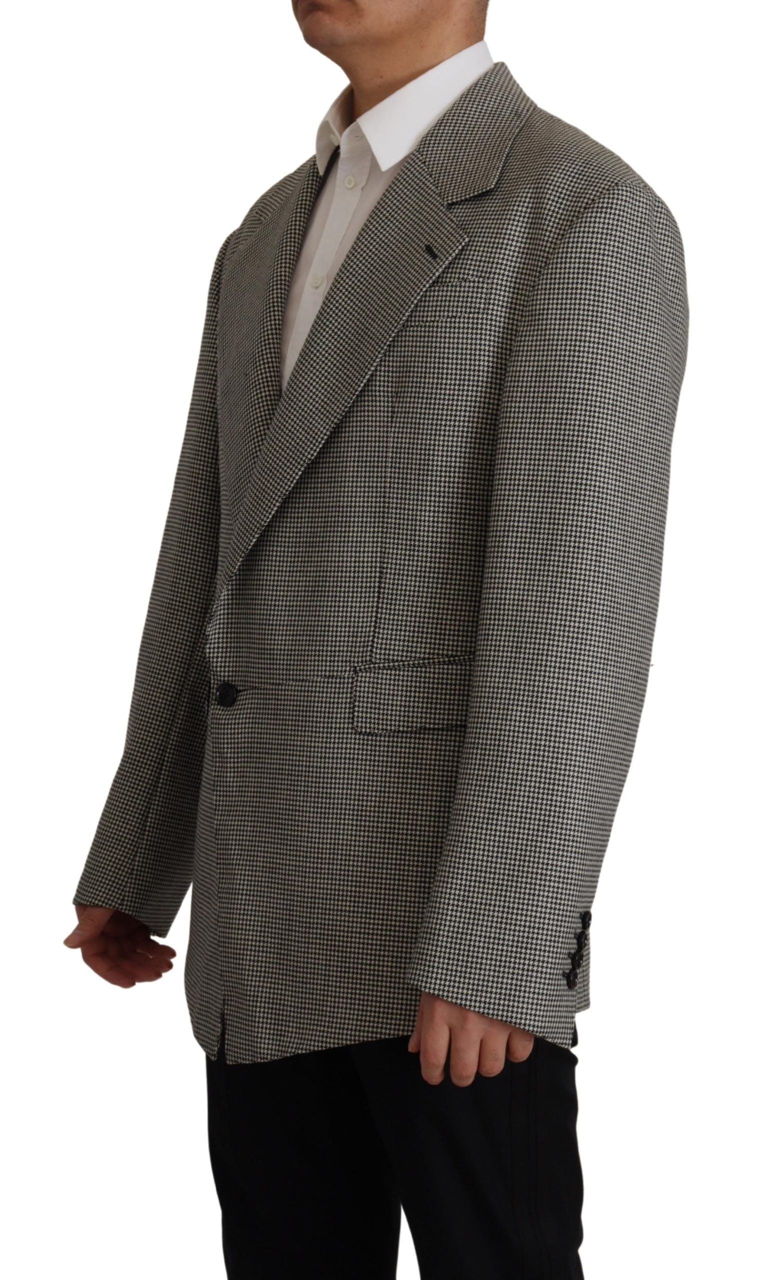 Eleganter grau karierter Wollblazer