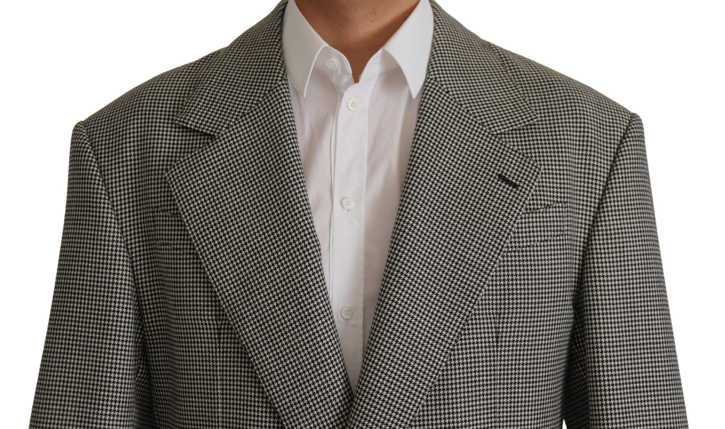 Eleganter grau karierter Wollblazer