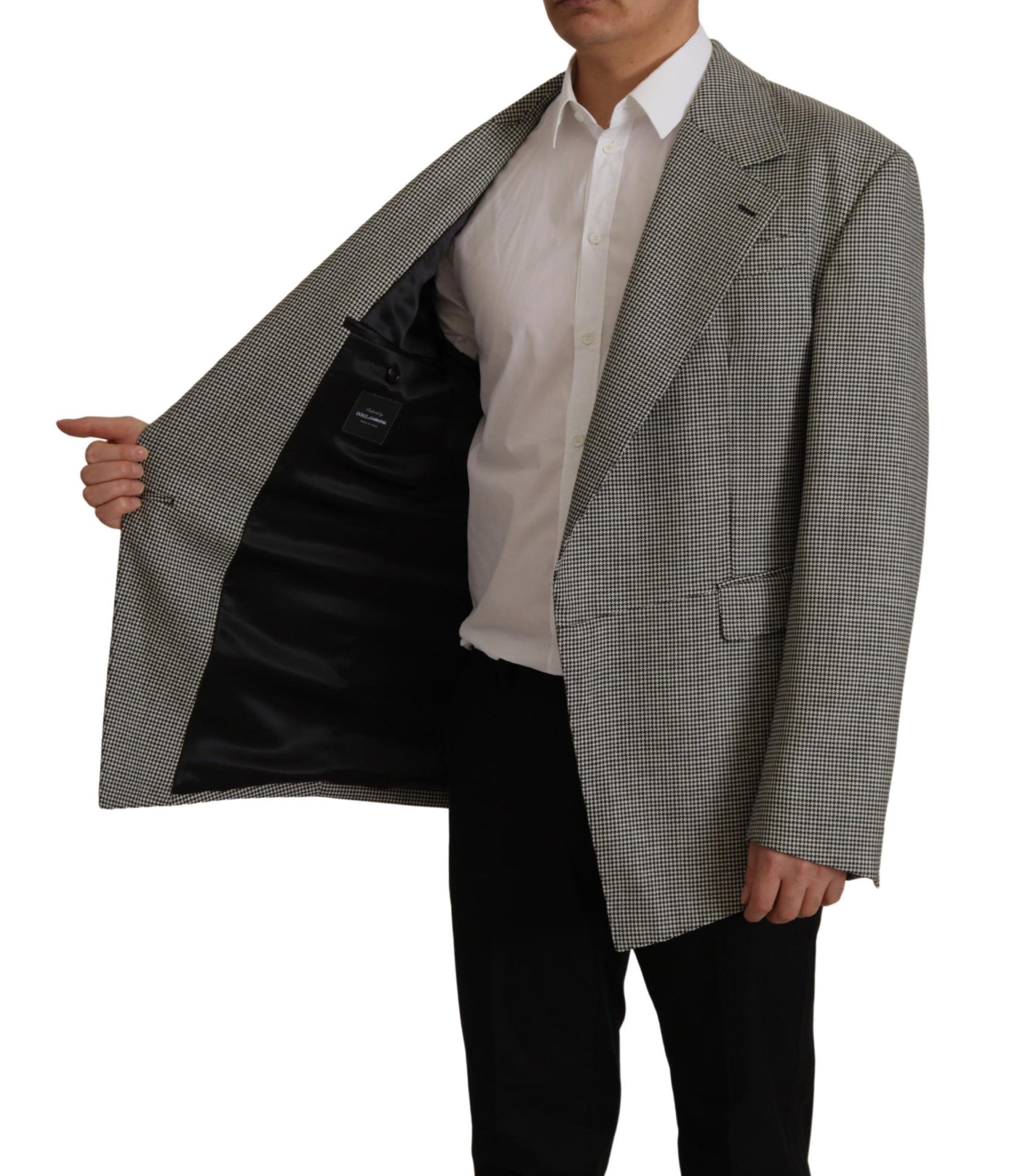 Eleganter grau karierter Wollblazer