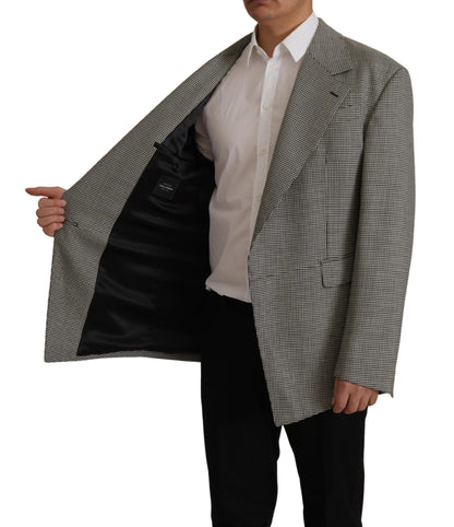 Eleganter grau karierter Wollblazer