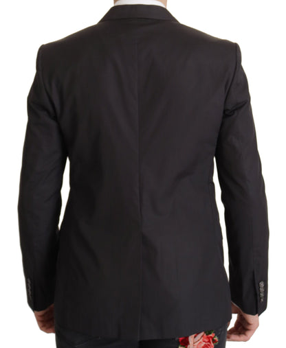 Elegant Taormina Black Cotton Blazer