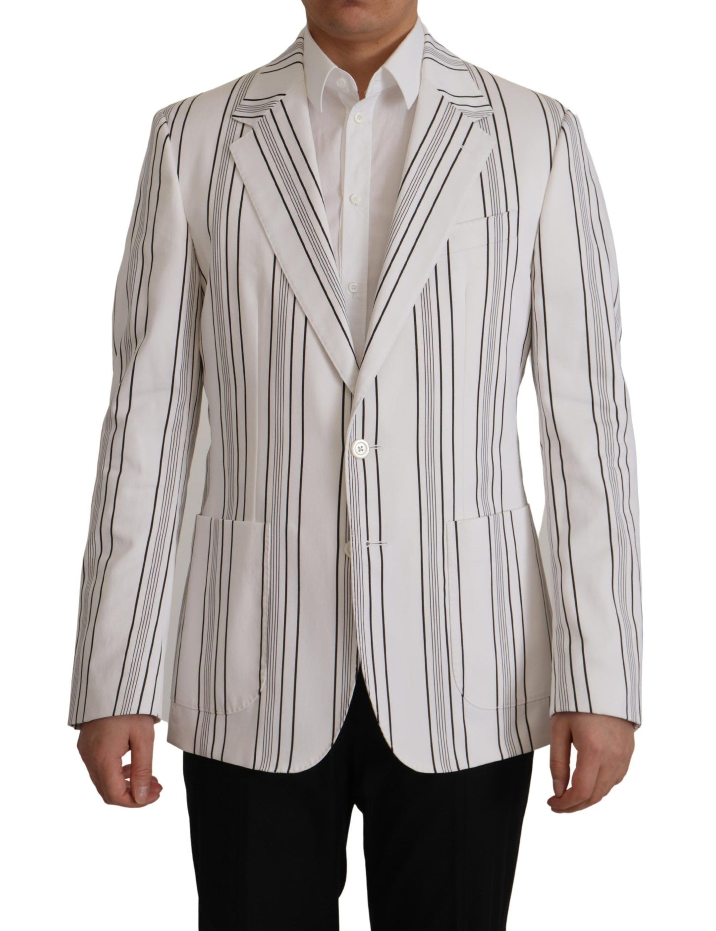 Eleganter gestreifter Blazer aus Baumwollmischung