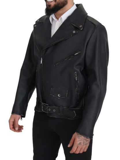 Elegante schwarze Bikerjacke aus Leder