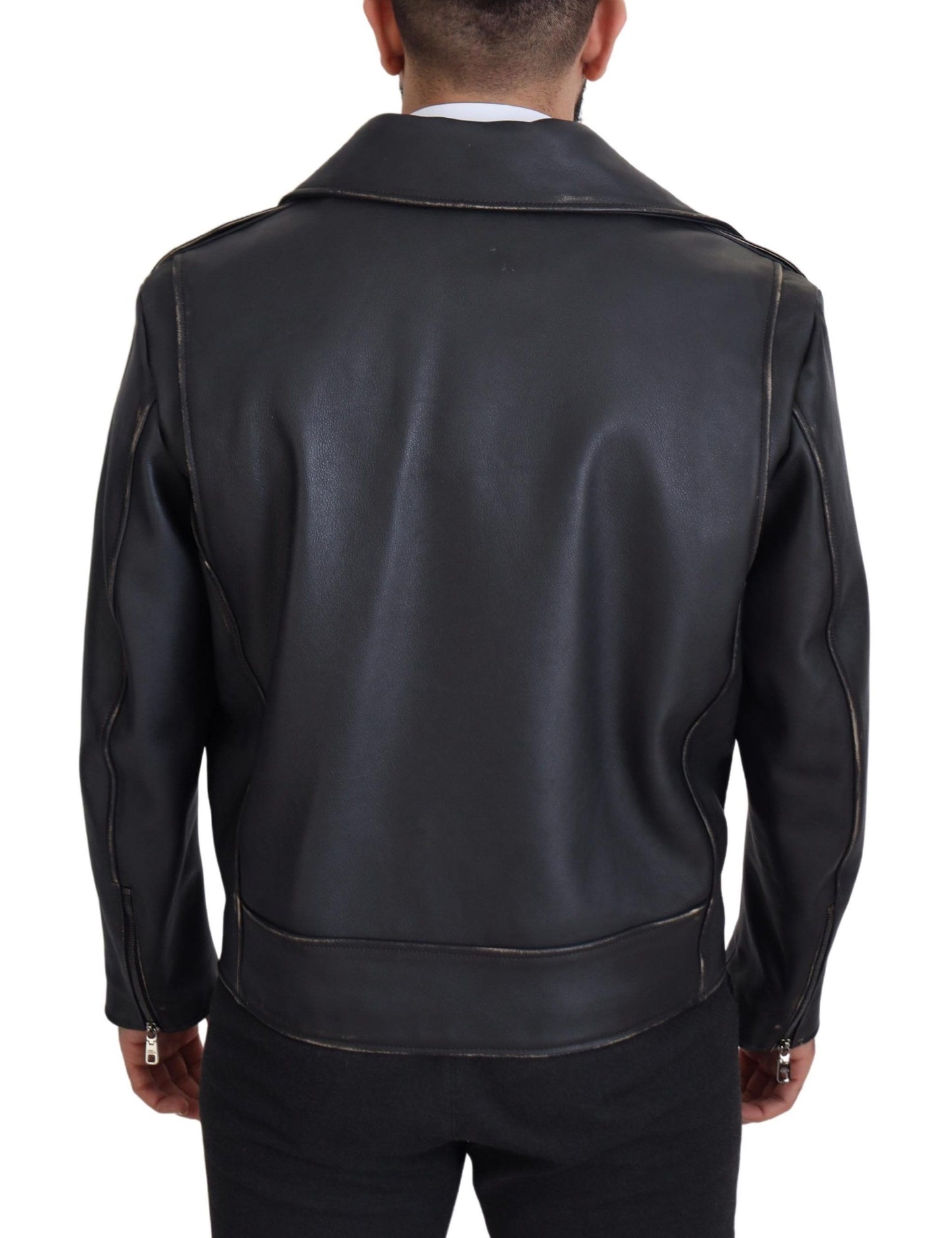 Elegante schwarze Bikerjacke aus Leder