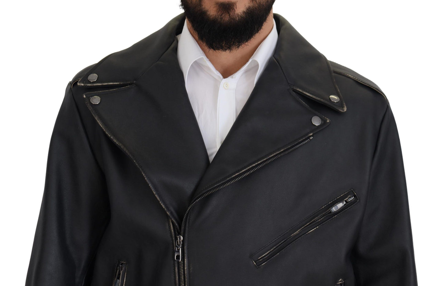 Elegante schwarze Bikerjacke aus Leder