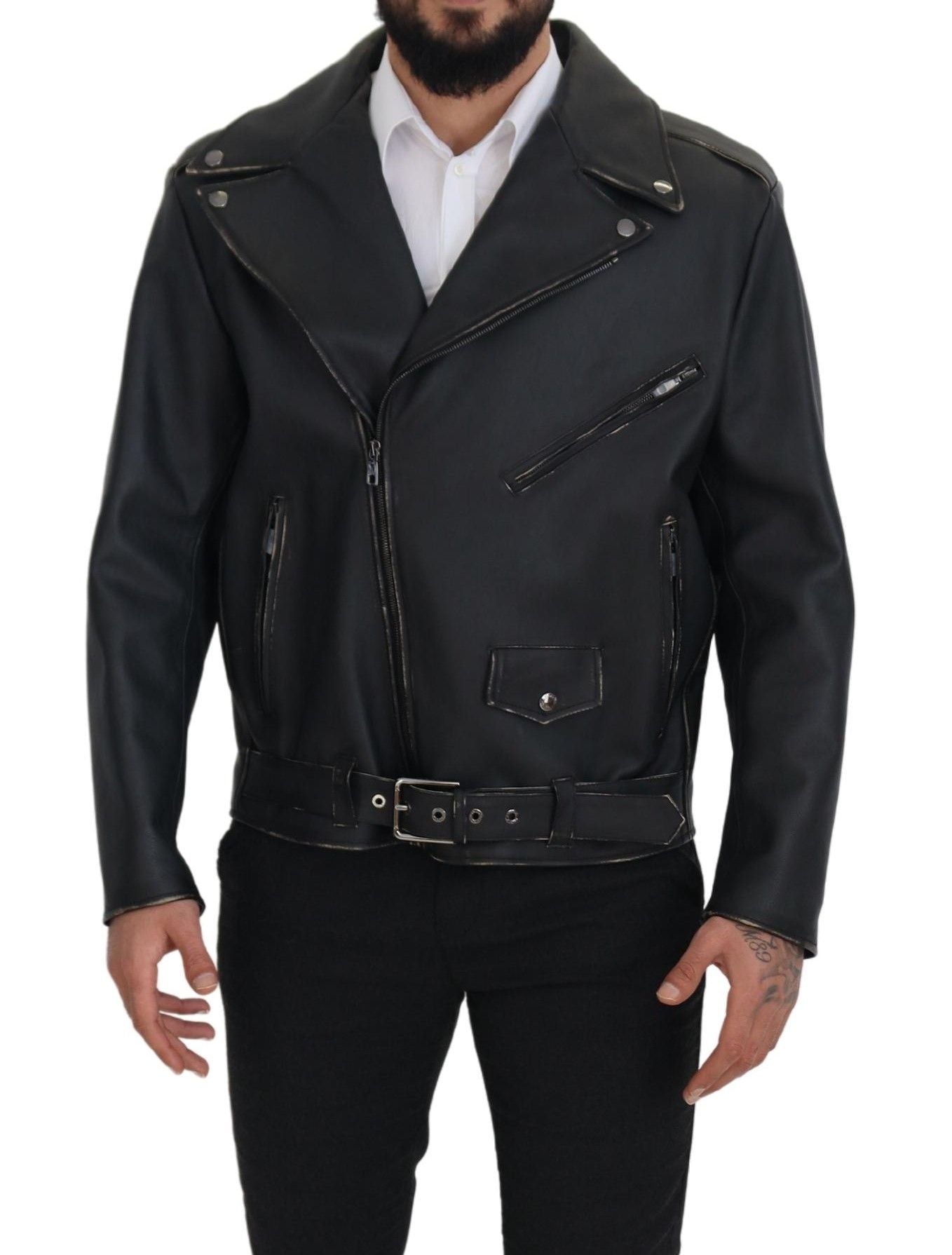 Elegante schwarze Bikerjacke aus Leder