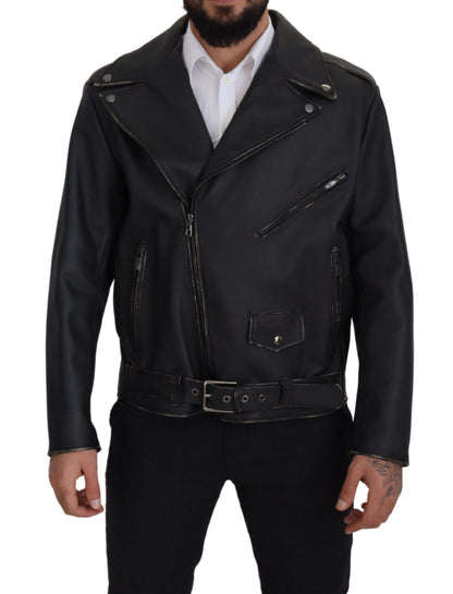 Elegante schwarze Bikerjacke aus Leder