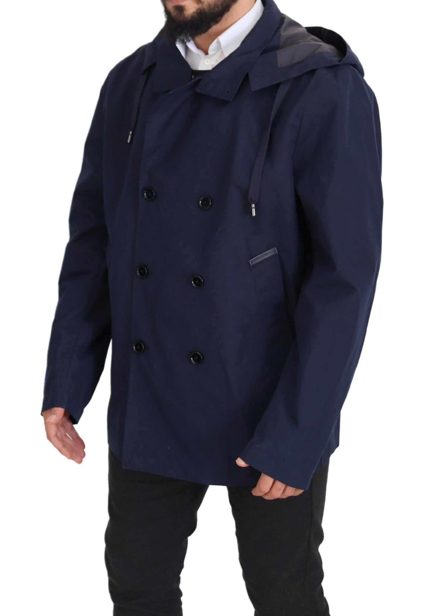 Elegante zweireihige blaue Parkajacke