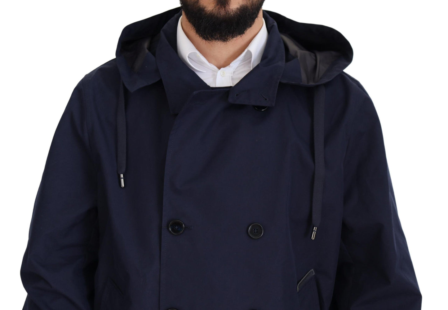 Elegante zweireihige blaue Parkajacke