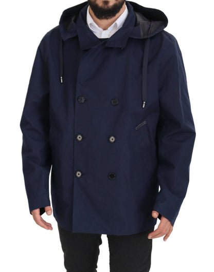 Elegante zweireihige blaue Parkajacke