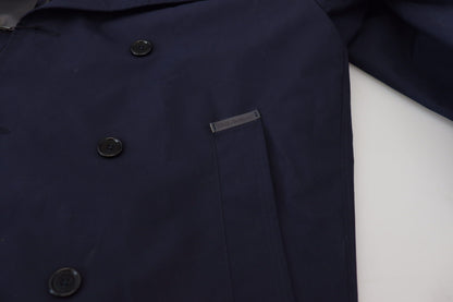 Elegante zweireihige blaue Parkajacke