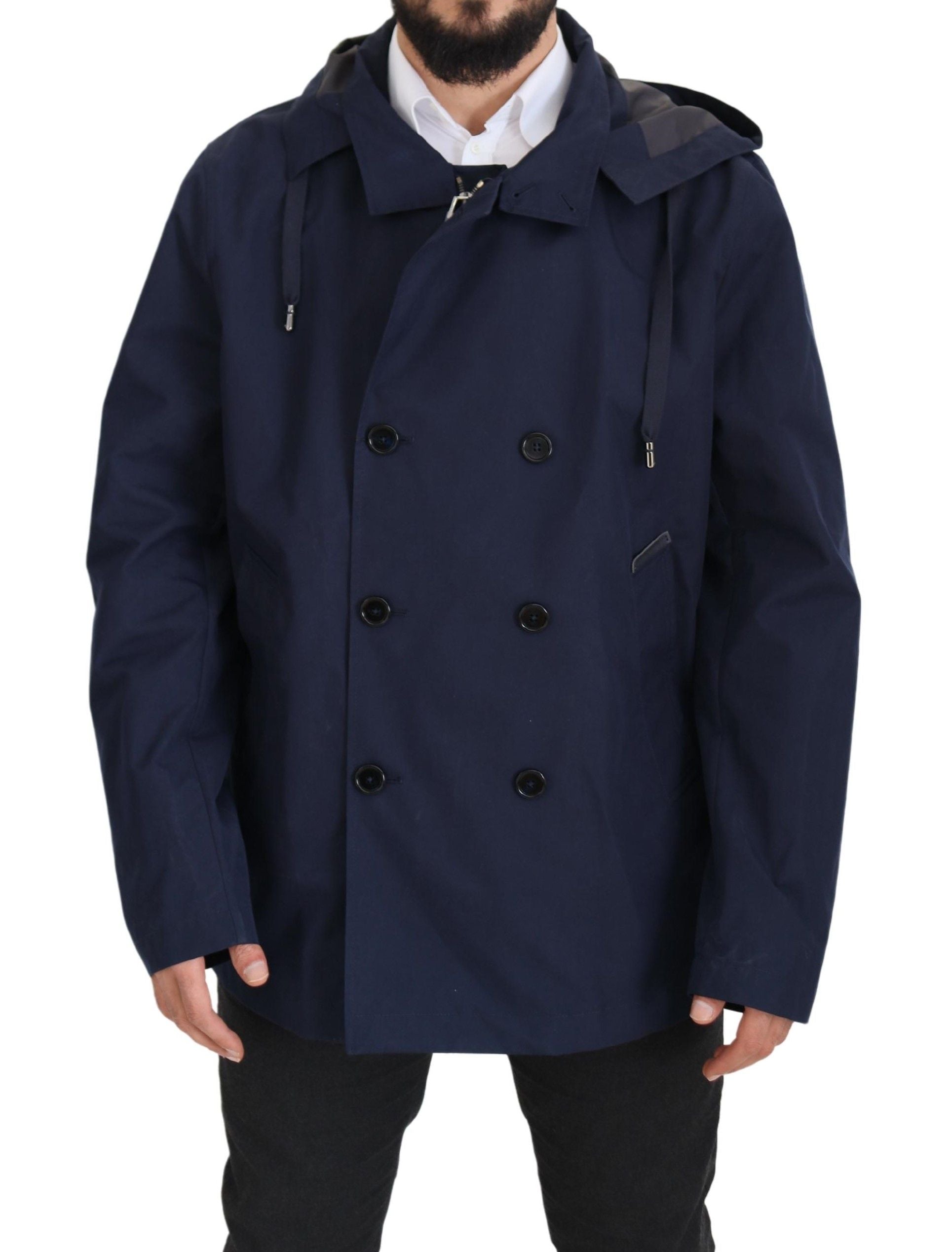 Elegante zweireihige blaue Parkajacke