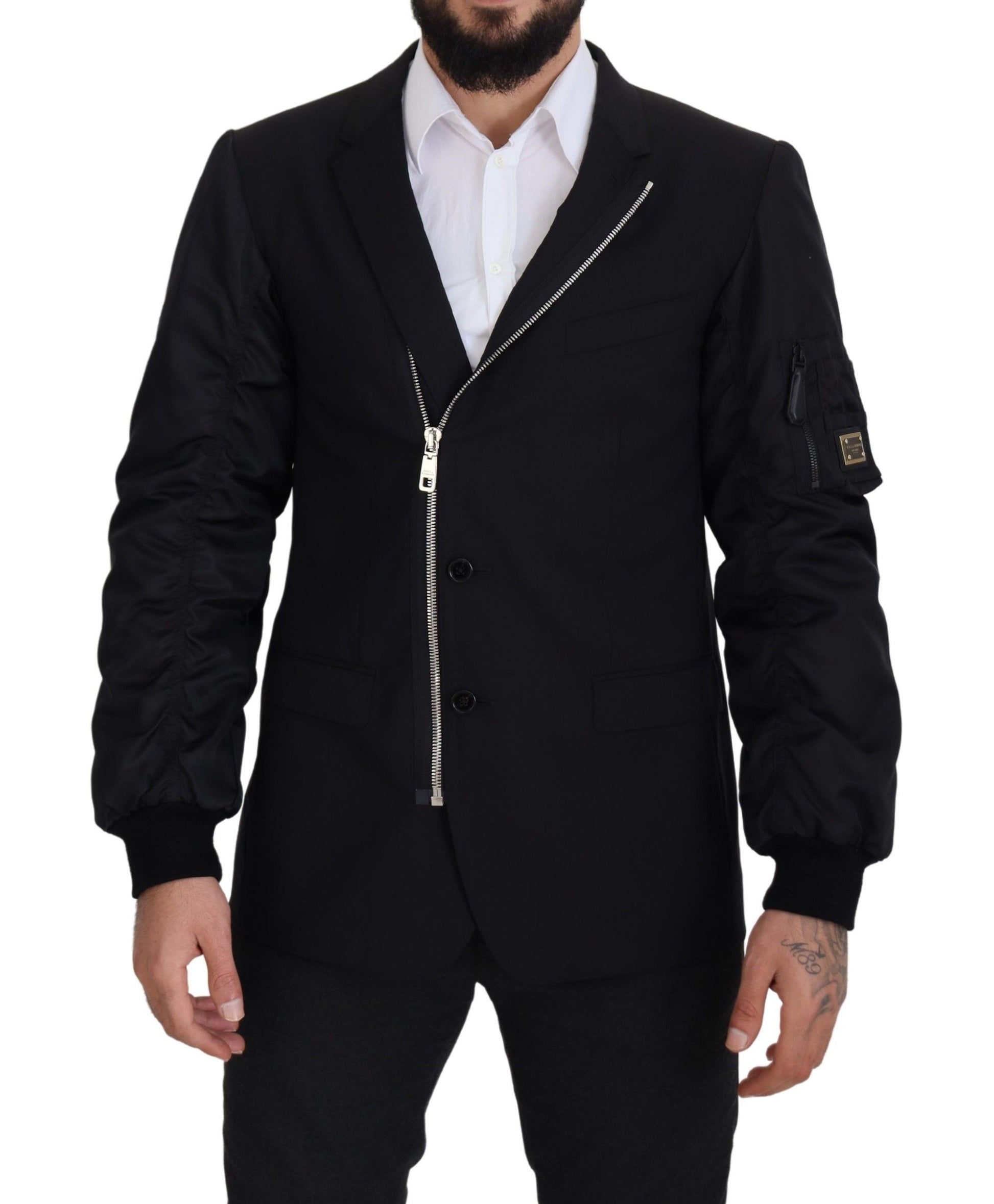 Elegante schwarze Jacke aus Schurwolle