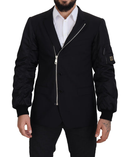 Elegante schwarze Jacke aus Schurwolle