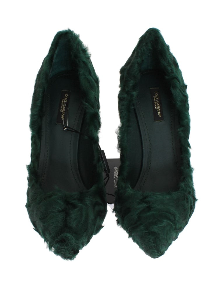 Elegante grüne Xiangao Pelz Leder Pumps