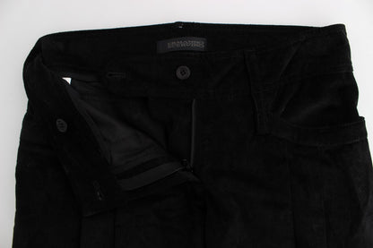 Schicke schwarze Baumwolljeans mit weitem Bein