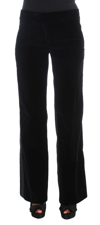 Elegante schwarze Hose aus Seidenmischung mit weitem Bein