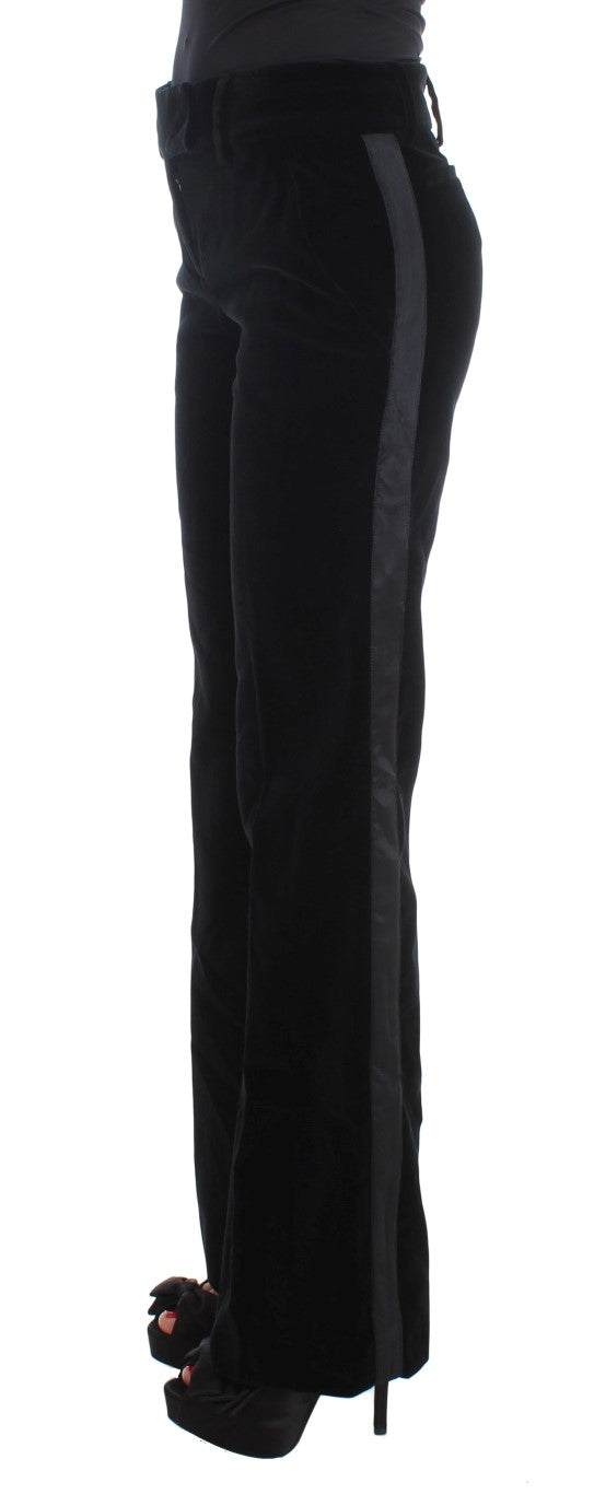 Elegante schwarze Hose aus Seidenmischung mit weitem Bein