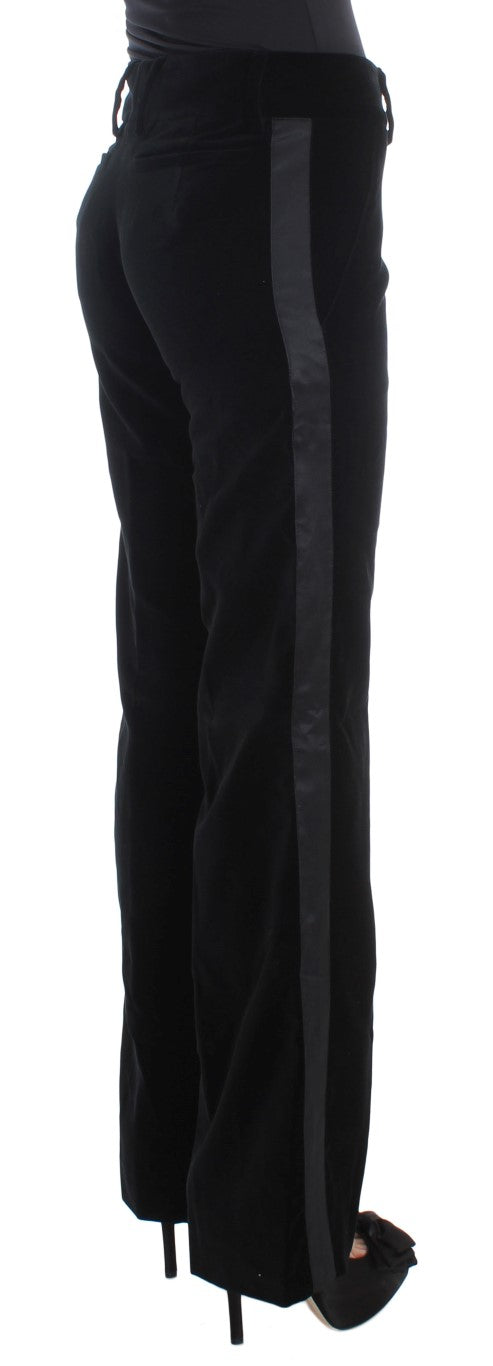 Elegante schwarze Hose aus Seidenmischung mit weitem Bein