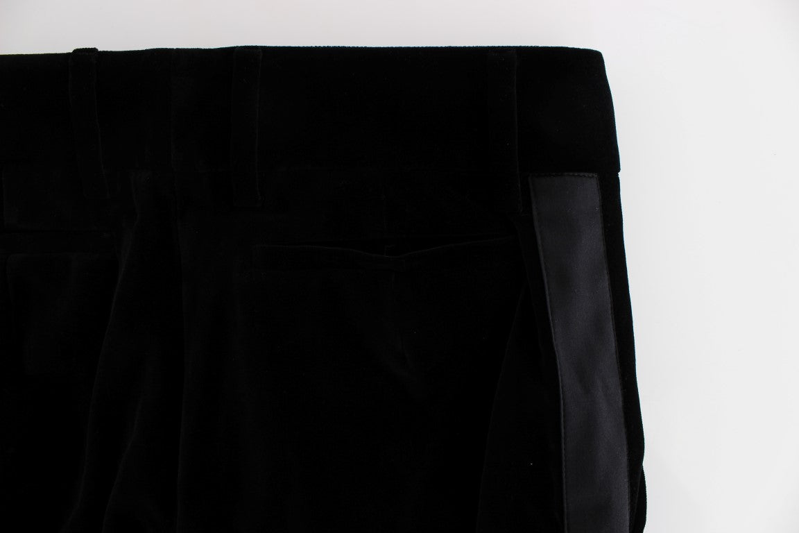 Elegante schwarze Hose aus Seidenmischung mit weitem Bein