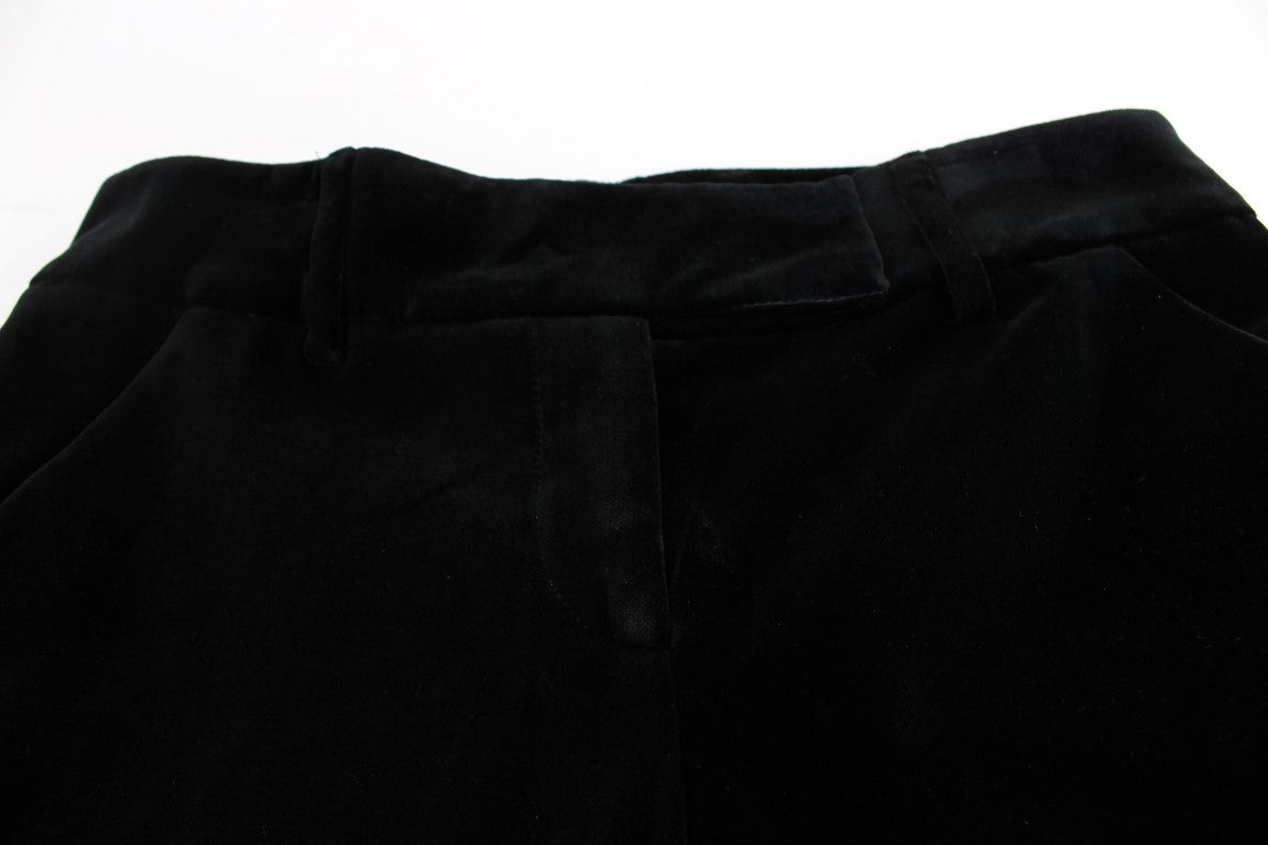 Elegante schwarze Hose aus Seidenmischung mit weitem Bein