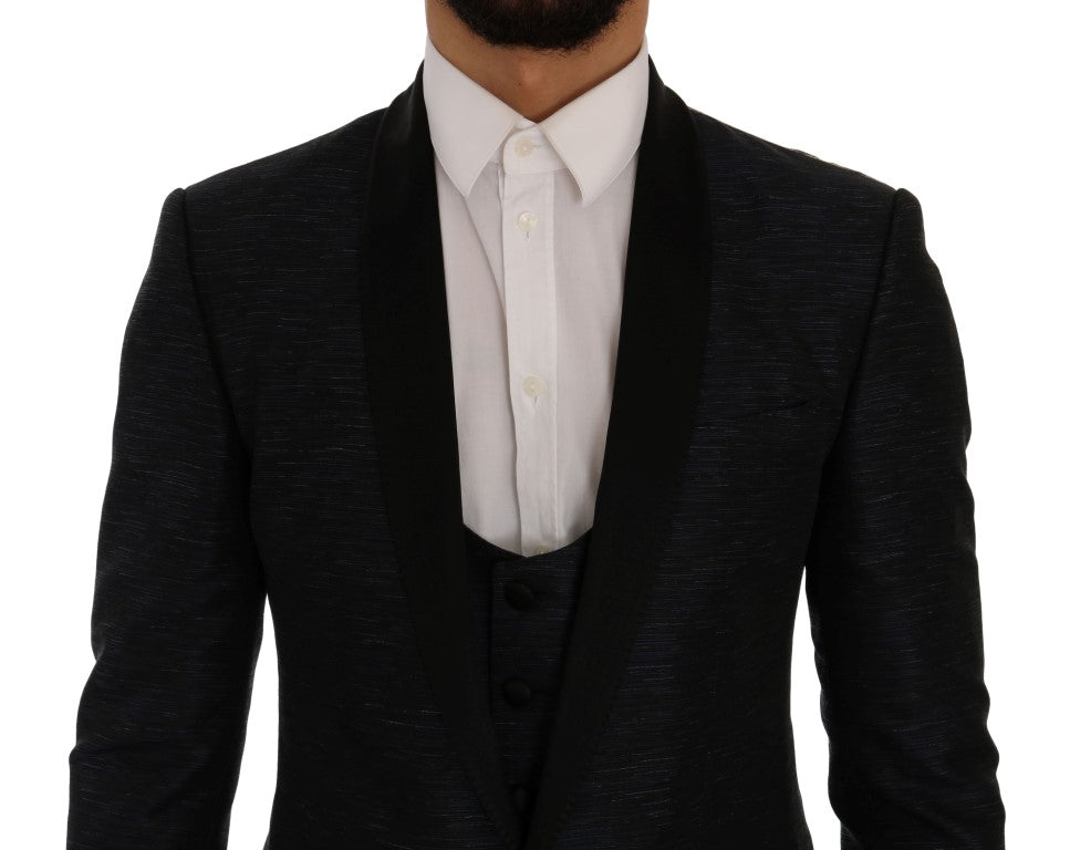 Elegant Blue & Black Slim Fit Suit Ensemble