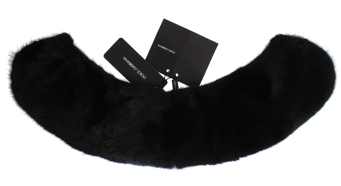 Elegant Black Mink Fur Shoulder Wrap Scarf