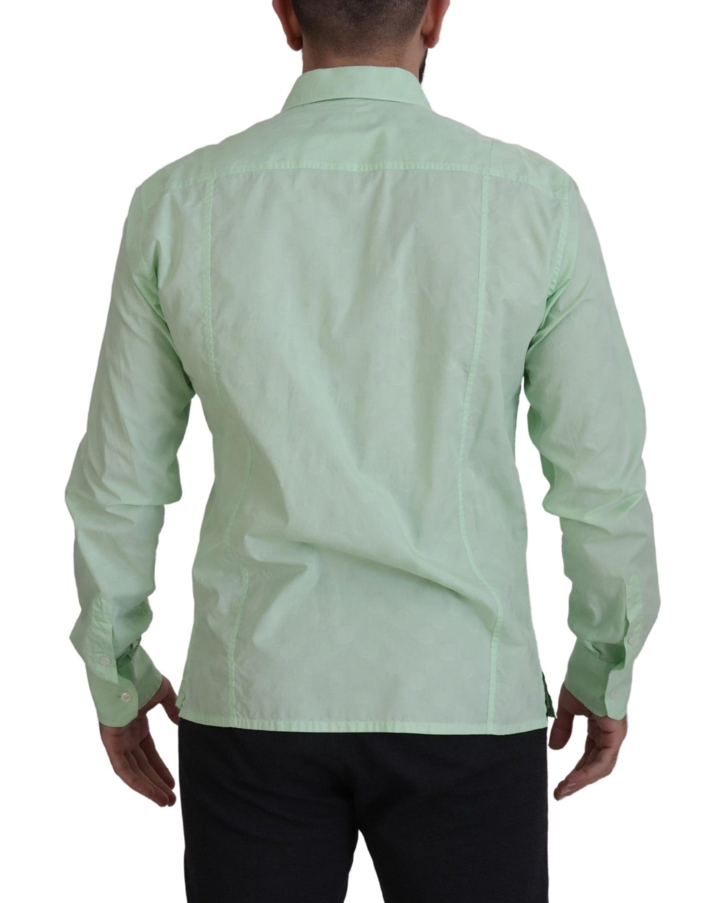 Mint Green Slim Fit Casual Button-Down Shirt