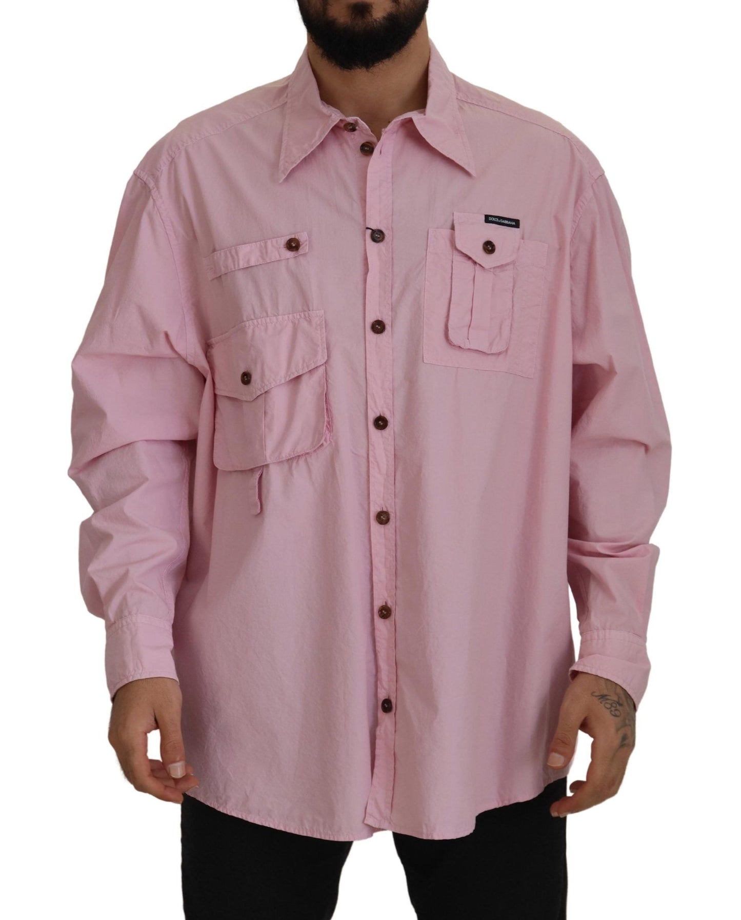 Elegant Pink Casual Cotton Shirt