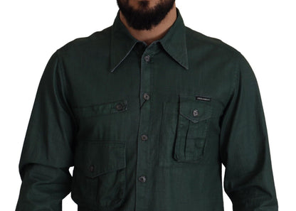 Emerald Elegance Slim Fit Casual Shirt