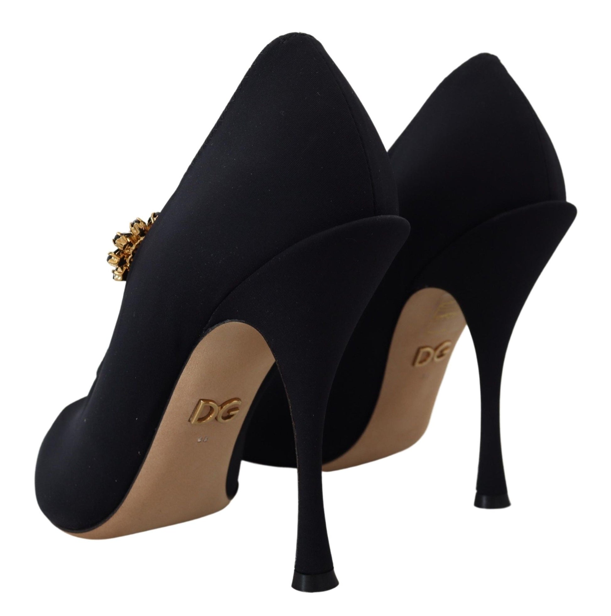 Schicke schwarze Mary Jane Sockenpumps mit Kristallen