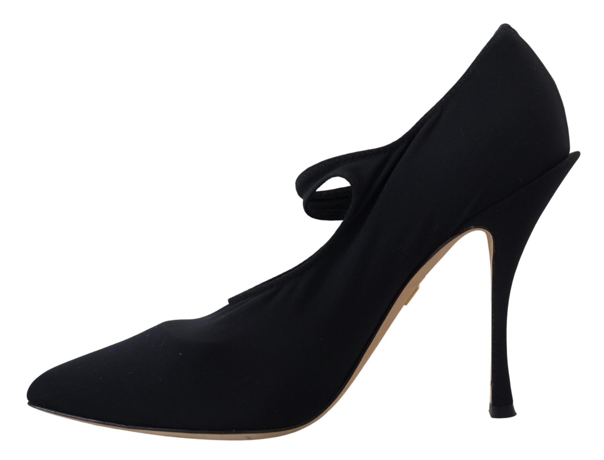 Schicke schwarze Mary Jane Sockenpumps mit Kristallen