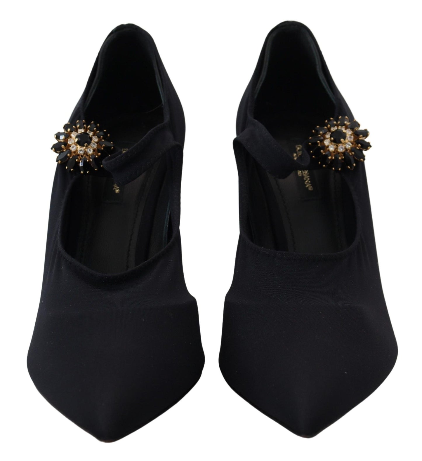 Schicke schwarze Mary Jane Sockenpumps mit Kristallen