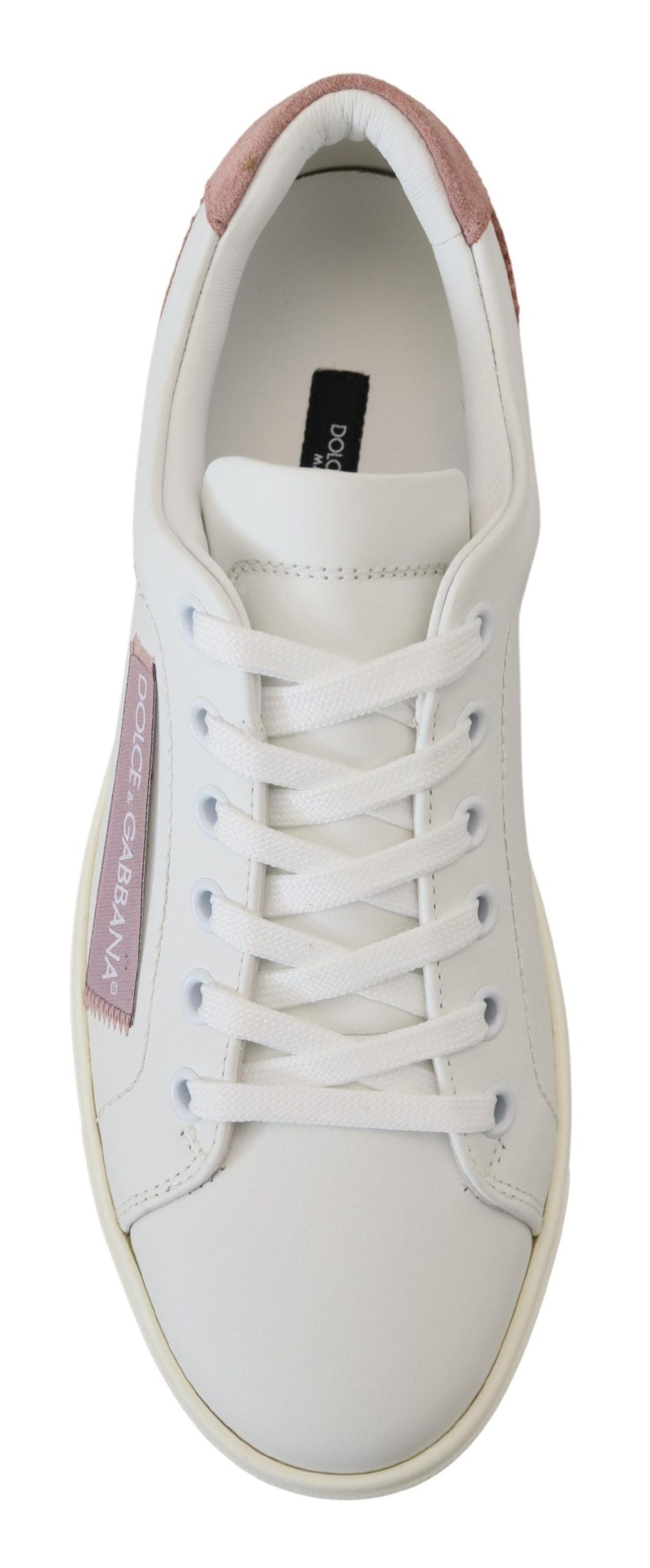 Schicke Low-Top-Sneakers aus weiß-rosa Leder