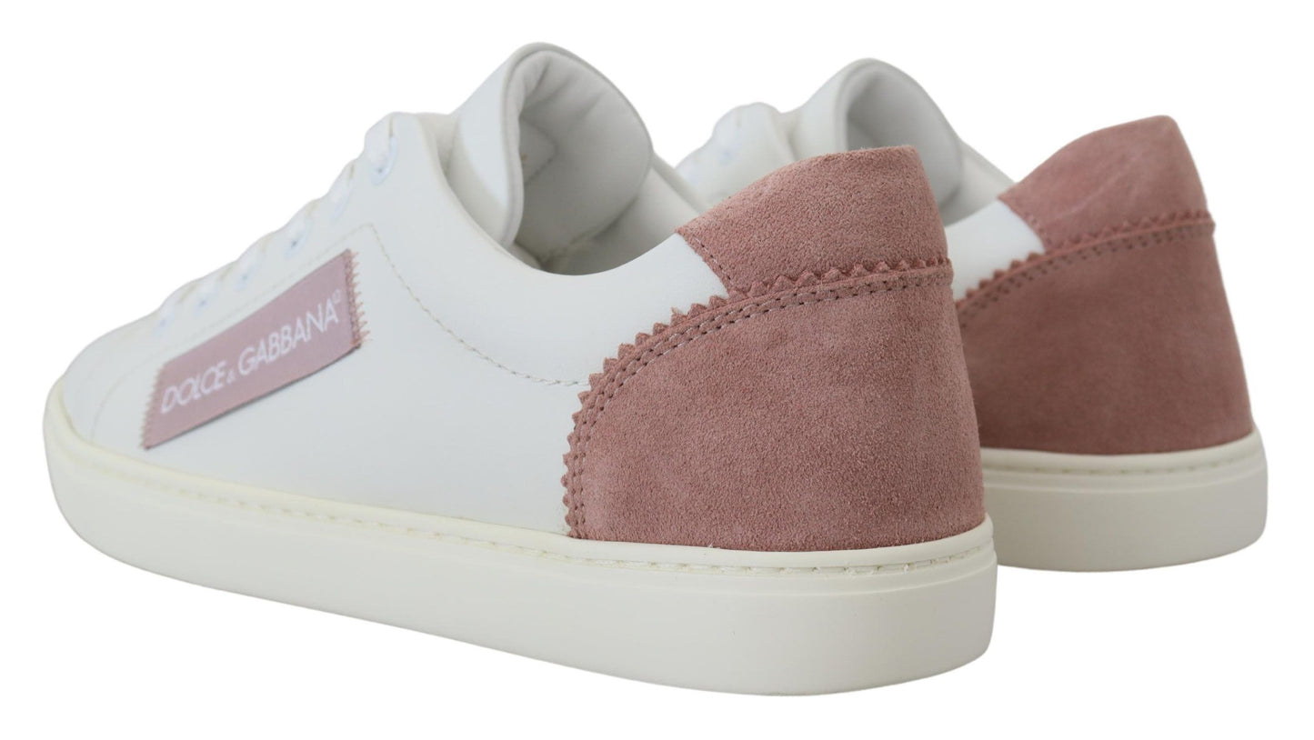 Schicke Low-Top-Sneakers aus weiß-rosa Leder