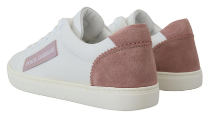 Schicke Low-Top-Sneakers aus weiß-rosa Leder