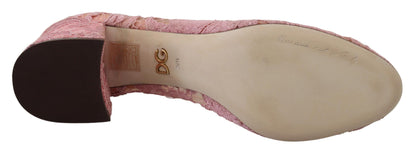 Pastellrosa Pumps mit Spitze und Kristallverzierung