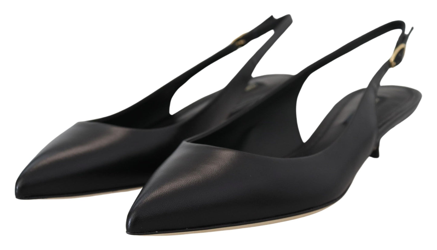 Elegant Black Leather Slingback Pumps