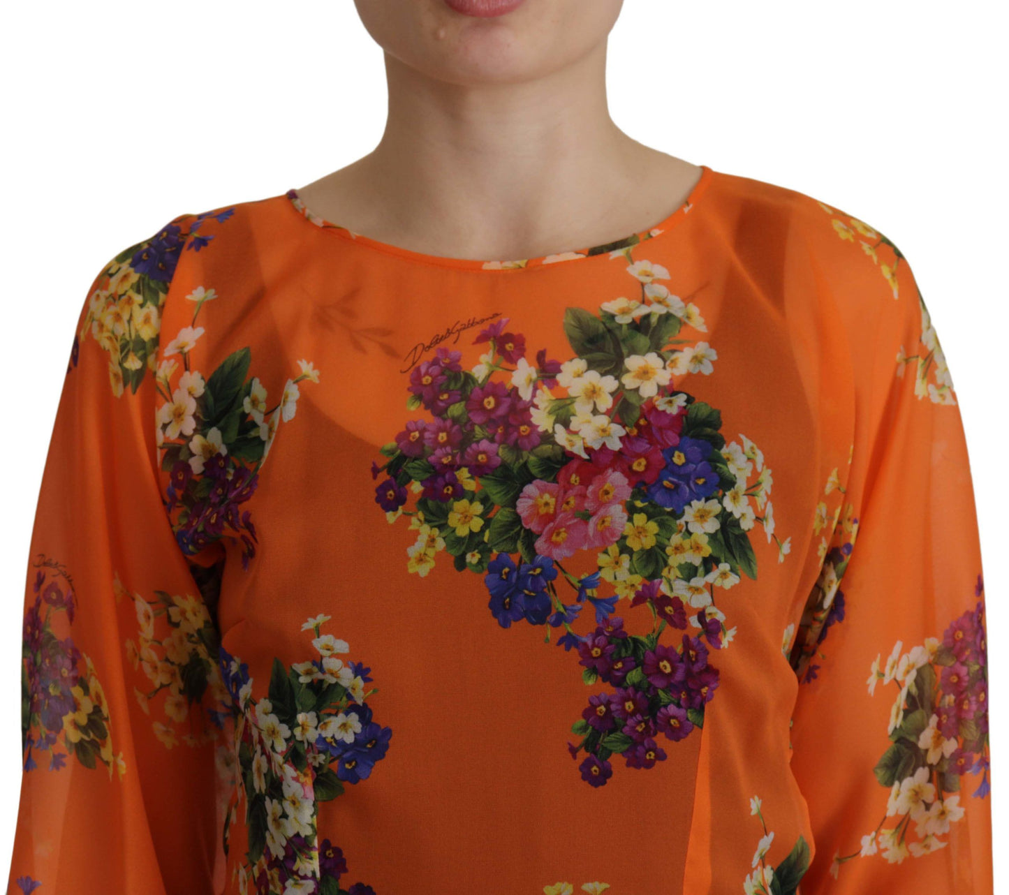 Elegante Seidenbluse mit Blumenmuster und Reißverschluss auf der Rückseite