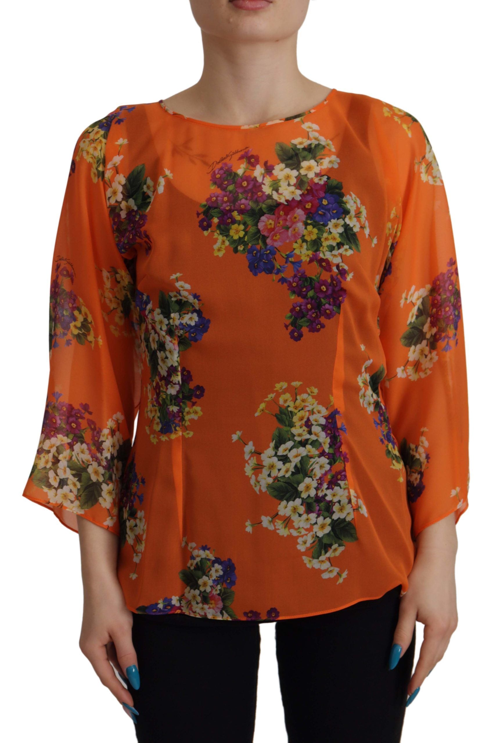 Elegante Seidenbluse mit Blumenmuster und Reißverschluss auf der Rückseite