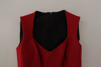 Elegantes rotes, figurbetontes Midikleid