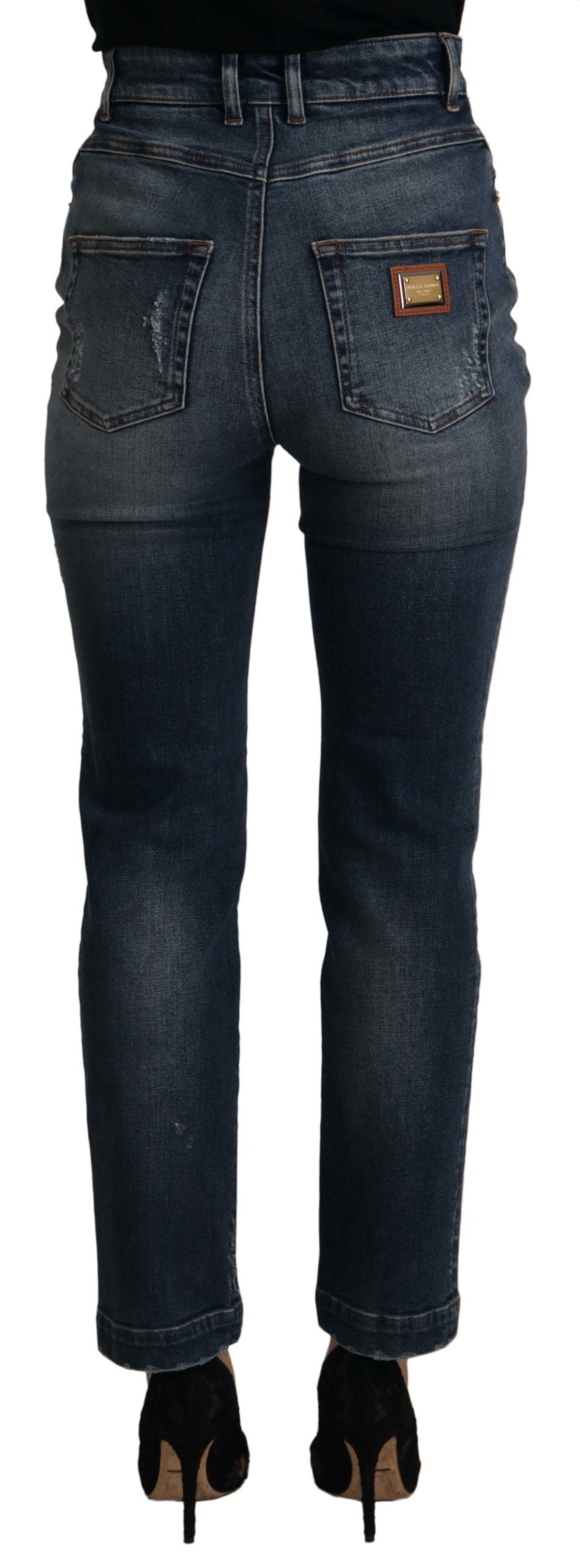 High Waist Skinny Designer-Jeans in Blau