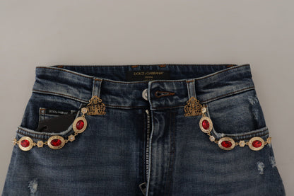 High Waist Skinny Designer-Jeans in Blau