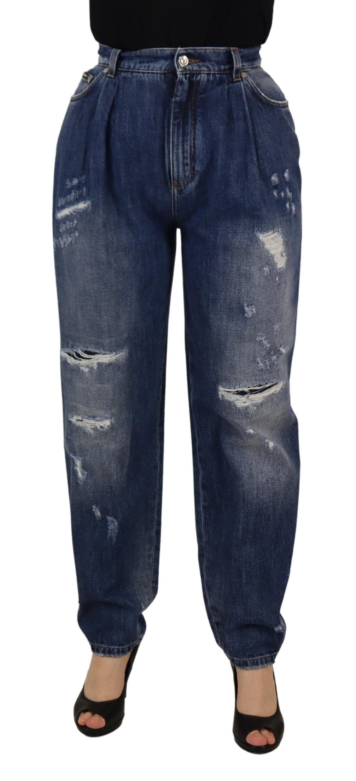 High Waist Skinny Denim Jeans - Chic Blue Washed