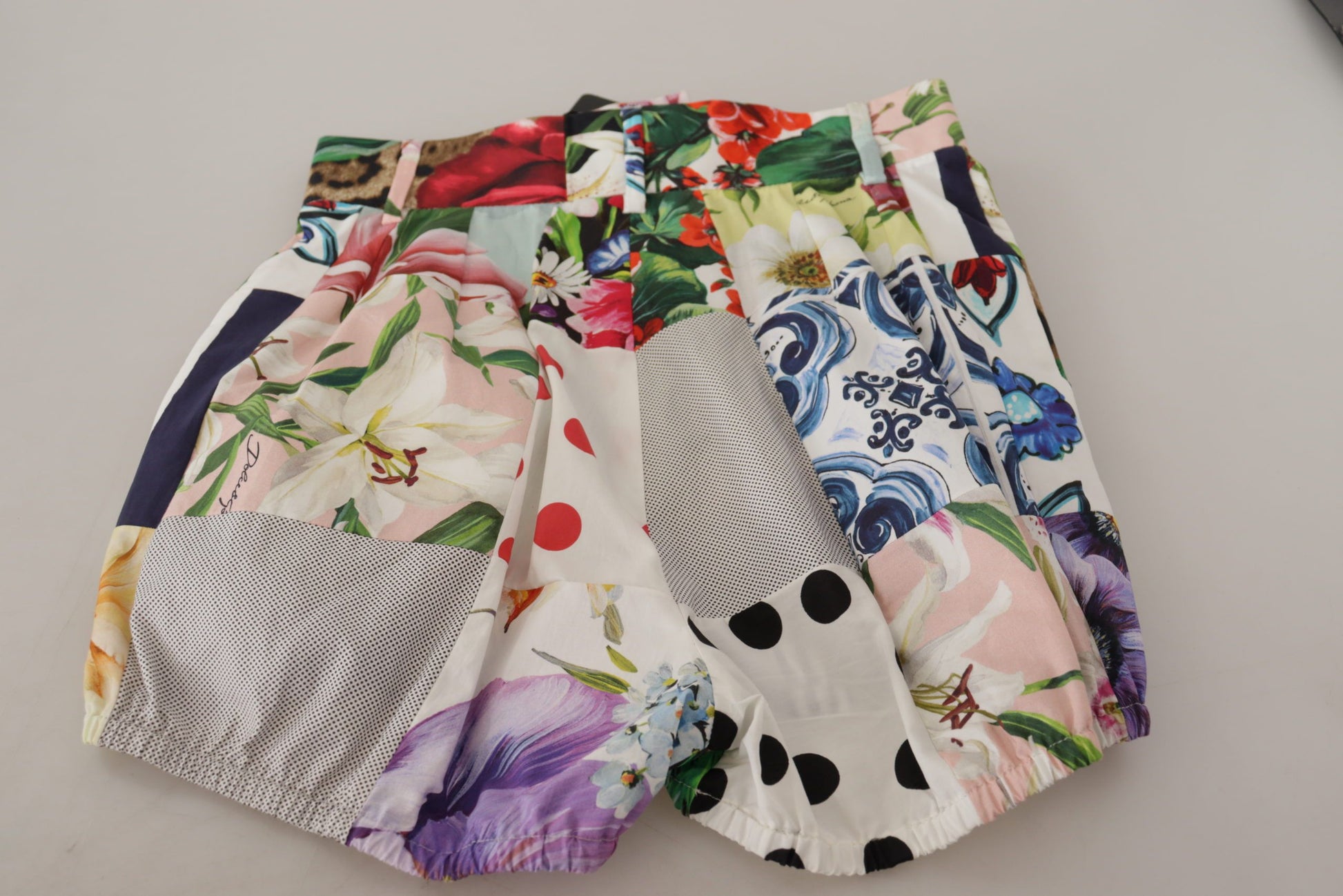 Patchwork-Designer-Shorts mit hoher Taille